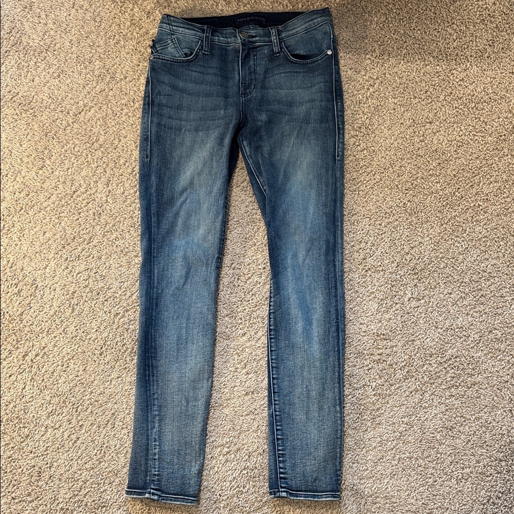 Rock & Republic Dark Blue Distressed Skinny Jeans
